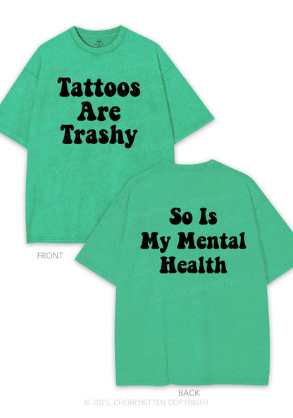 Tattoos Trashy Two Sides Y2K Shirts Washed Tee Cherrykitten