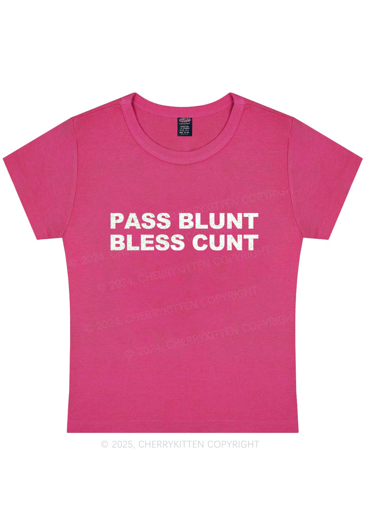 Pass Blunt Bless Cxxt Y2K Baby Tee Cherrykitten