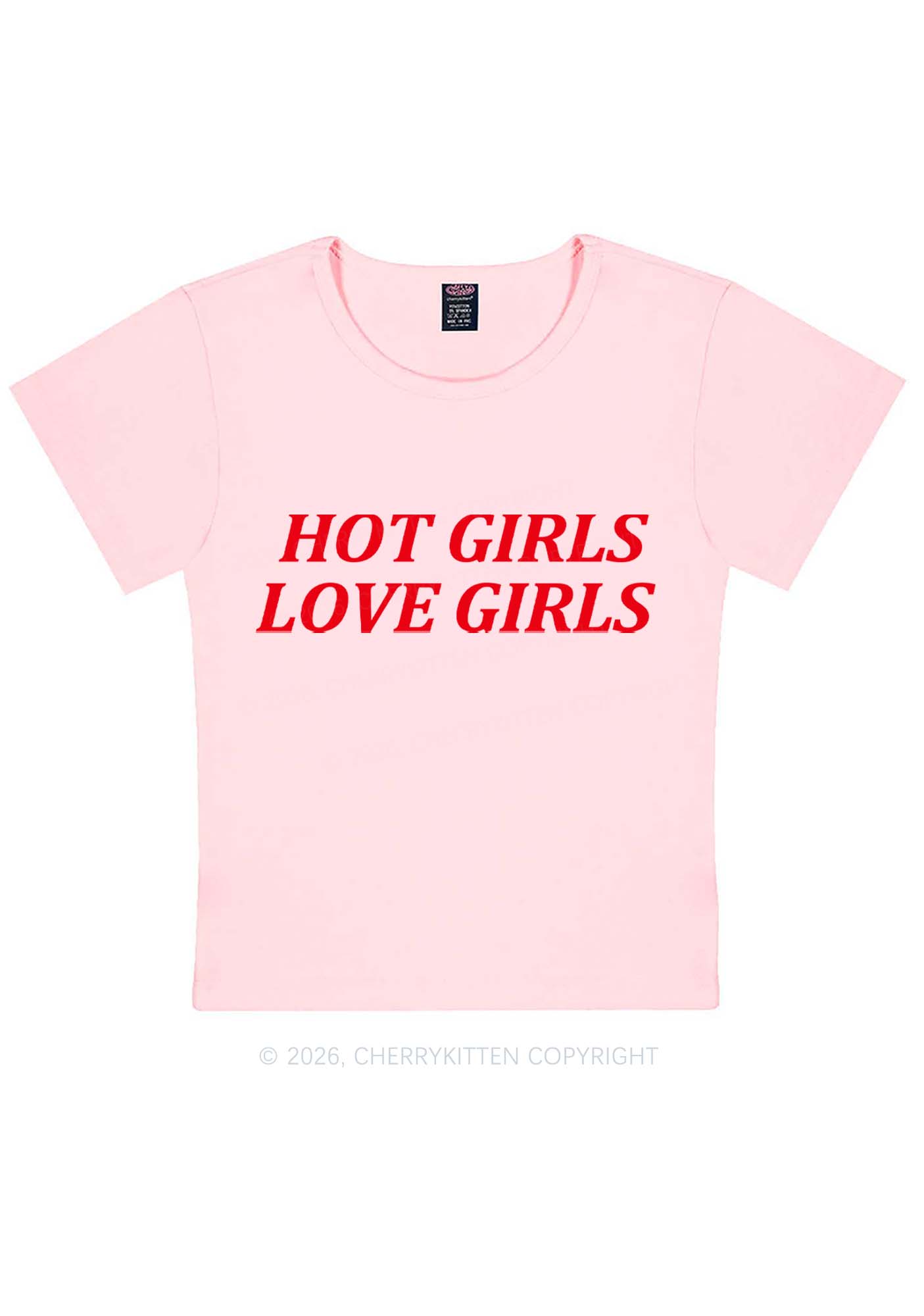 Hot Girls Love Girls Pride Y2K Baby Tee Cherrykitten
