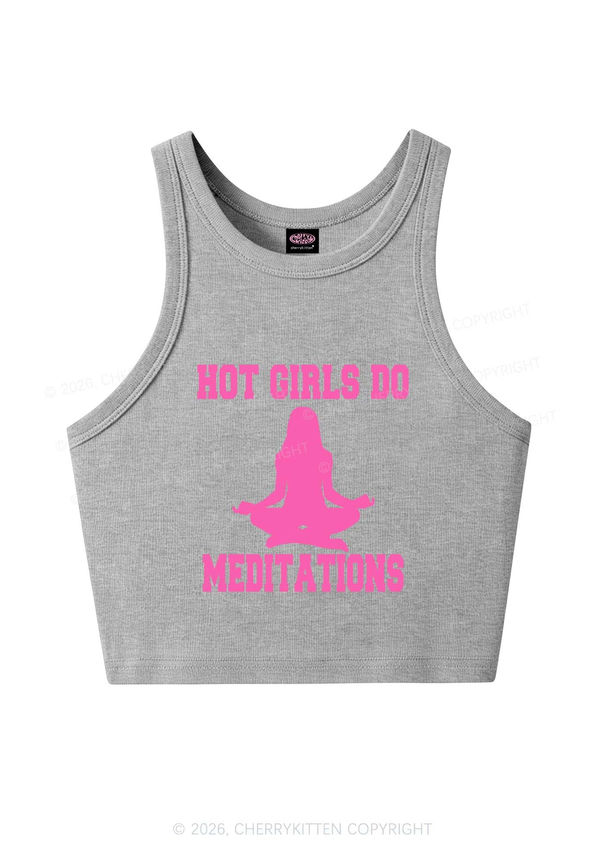 Hot Girls Do Meditations Y2K Crop Tank Top Cherrykitten