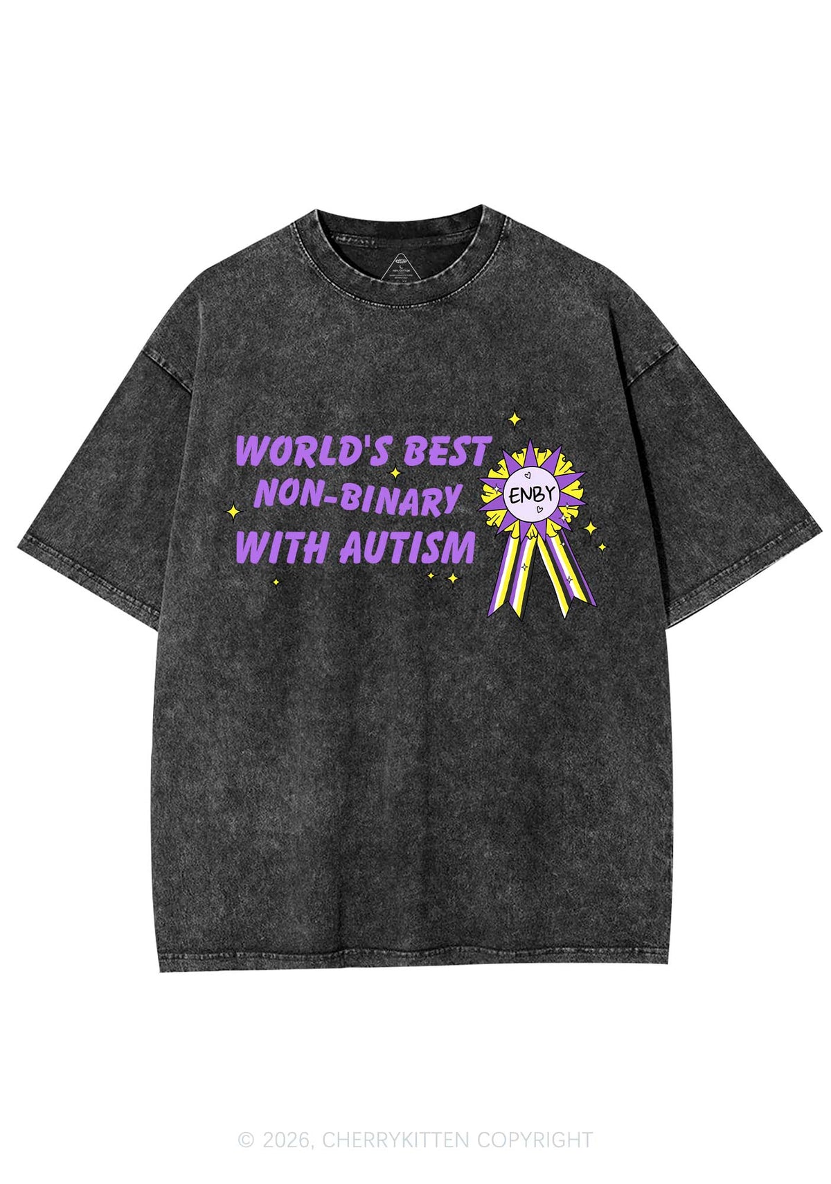 Worlds Best Nonbinary Y2K Shirts Washed Tee Cherrykitten
