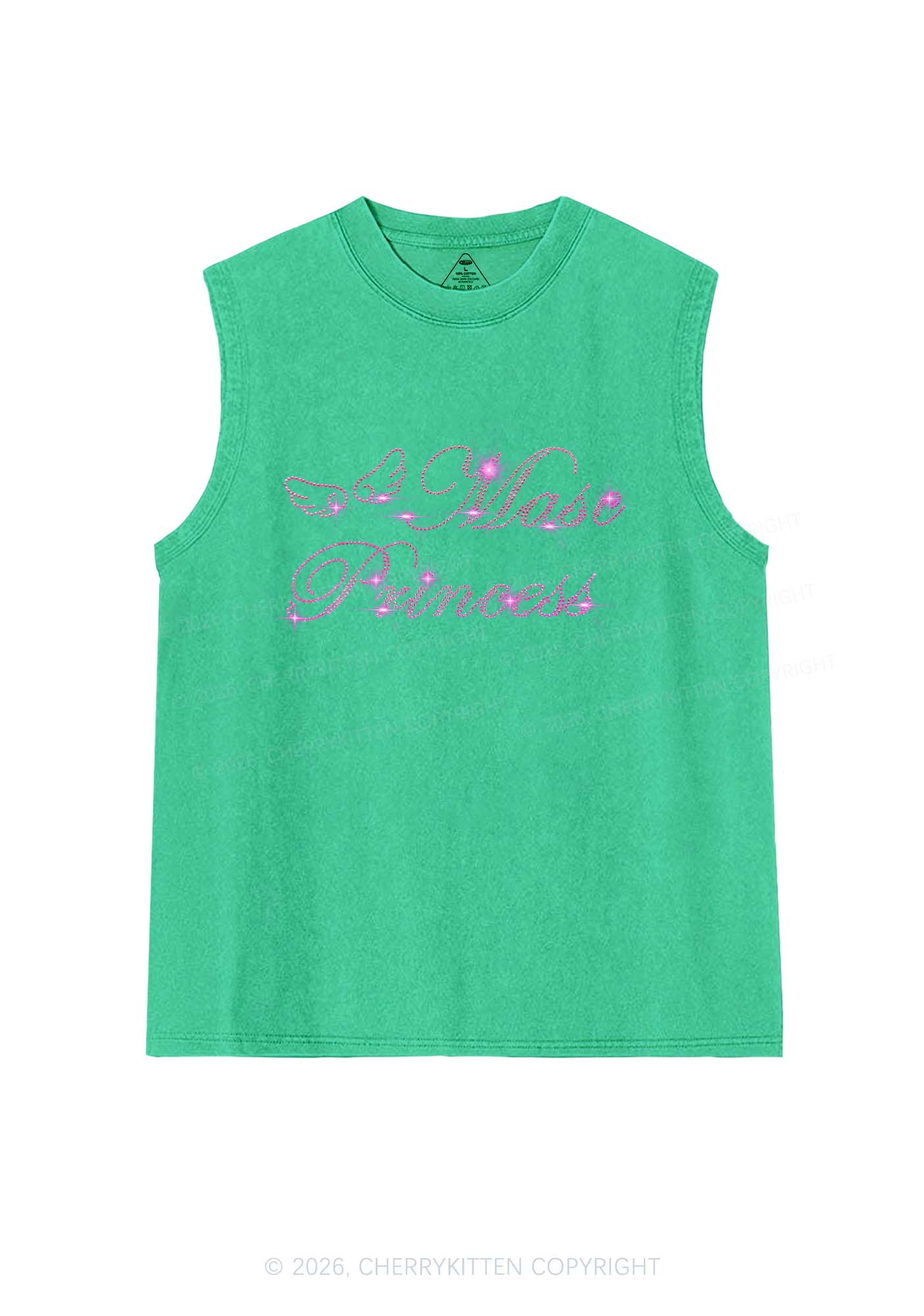 Rhinestone Masc Princess Pride Y2K Washed Muscle Tank Cherrykitten