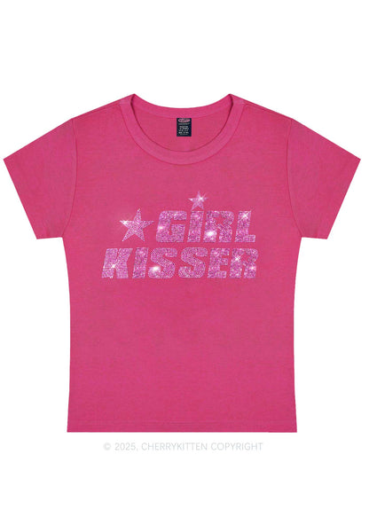 Rhinestone Girl kisser Pride Y2K Baby Tee Cherrykitten