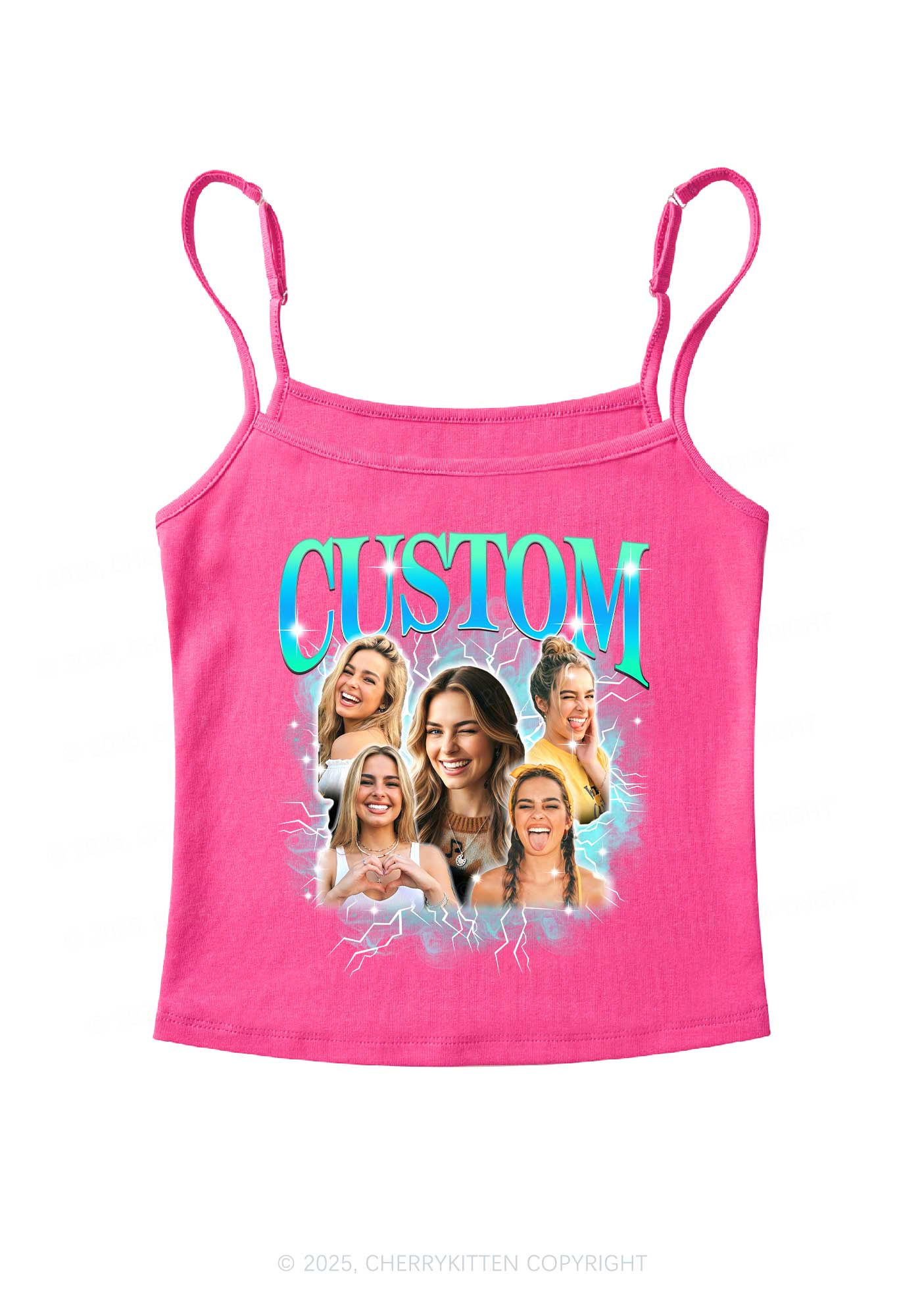Custom Collage Portrait Y2K Spaghetti Strap Cami Cherrykitten