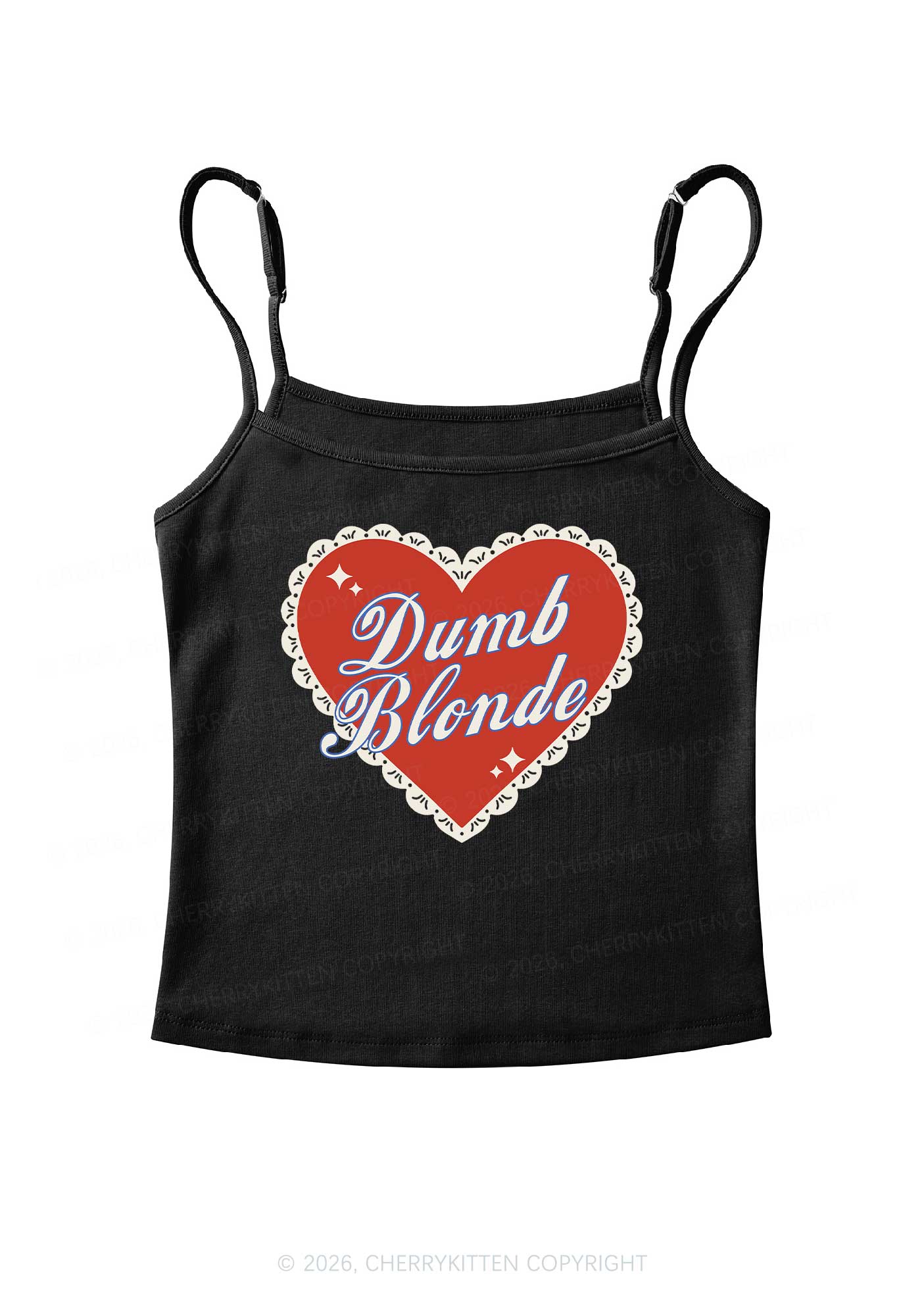 Dumb Blonde Valentine's Day Y2K Spaghetti Strap Cami Cherrykitten