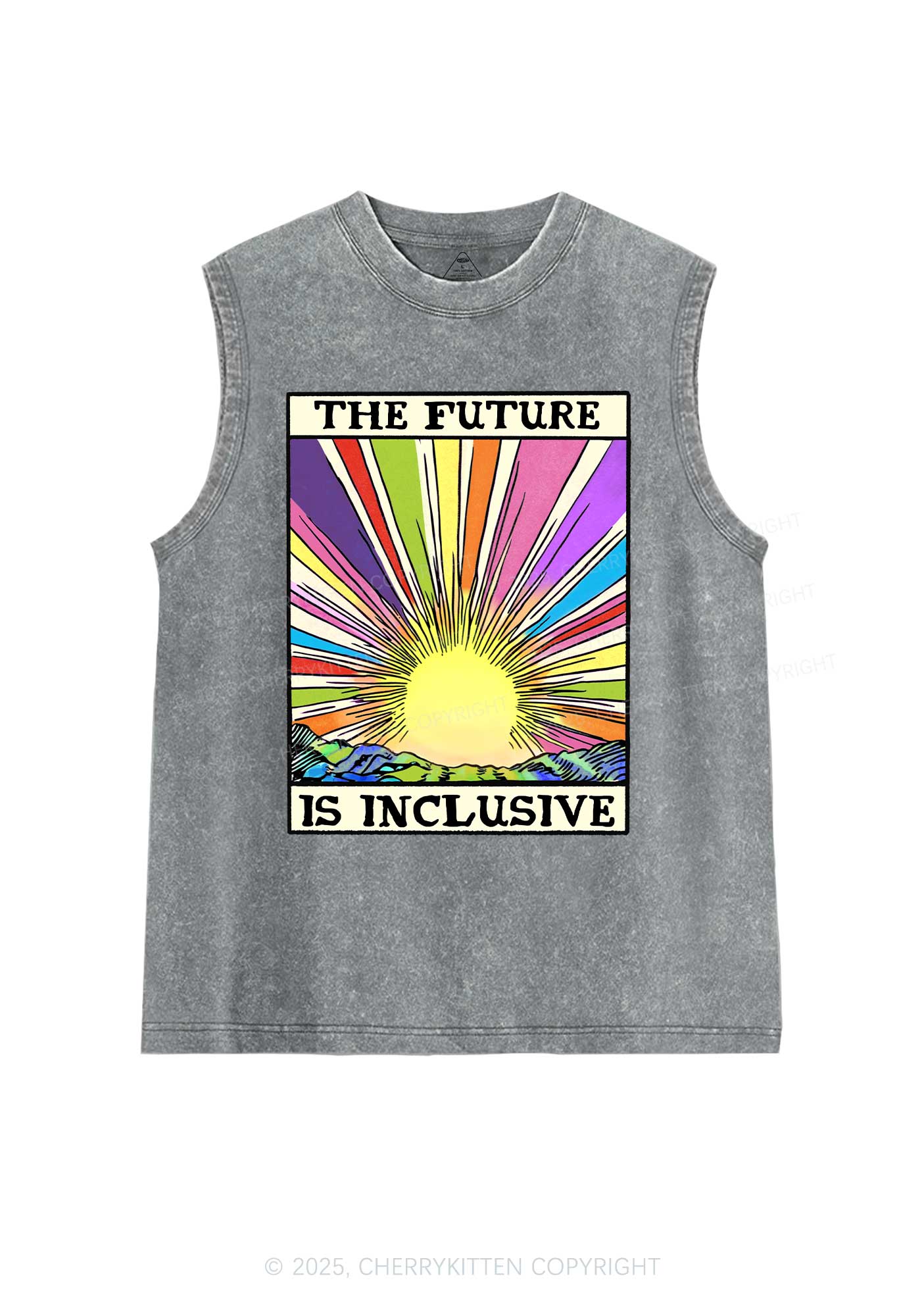 The Future Is Inclusive Pride Y2K Washed Muscle Tank Cherrykitten