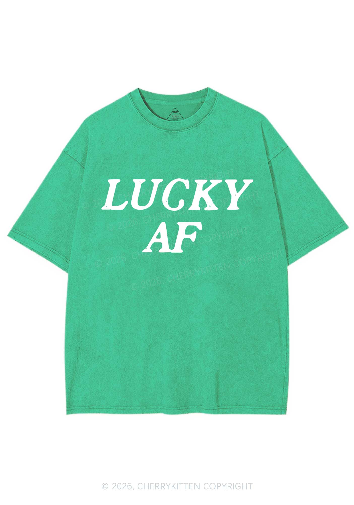 Lucky AF St Patricks Y2K Washed Tee Cherrykitten