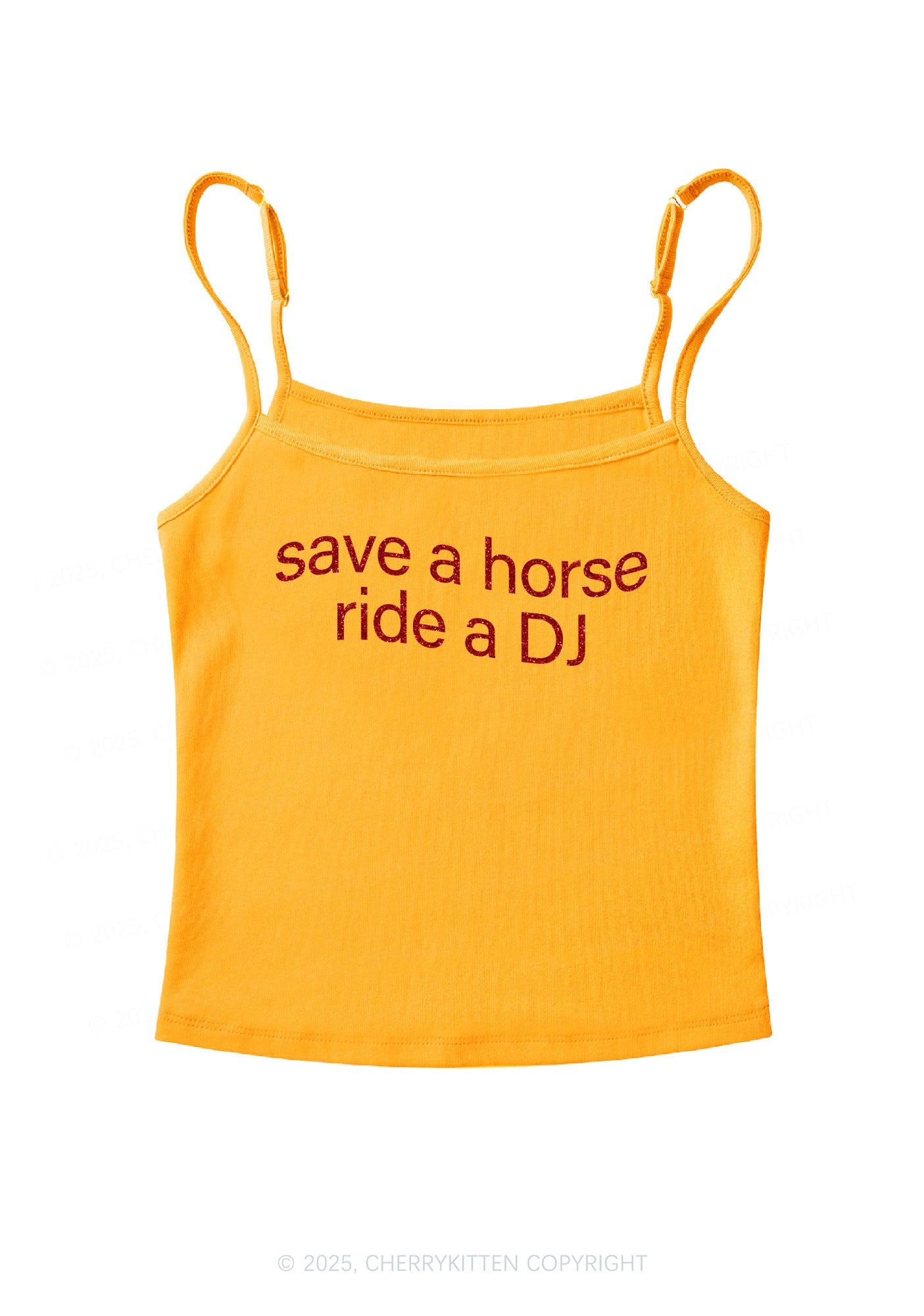 Glitter Ride A DJ Y2K Spaghetti Strap Cami Cherrykitten