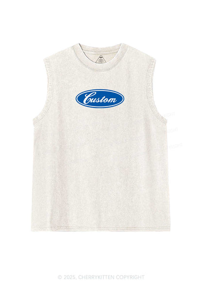 Oval Custom Text Y2K Washed Muscle Tank Cherrykitten
