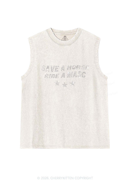 Rhinestone Ride A Masc Pride Y2K Washed Muscle Tank Cherrykitten