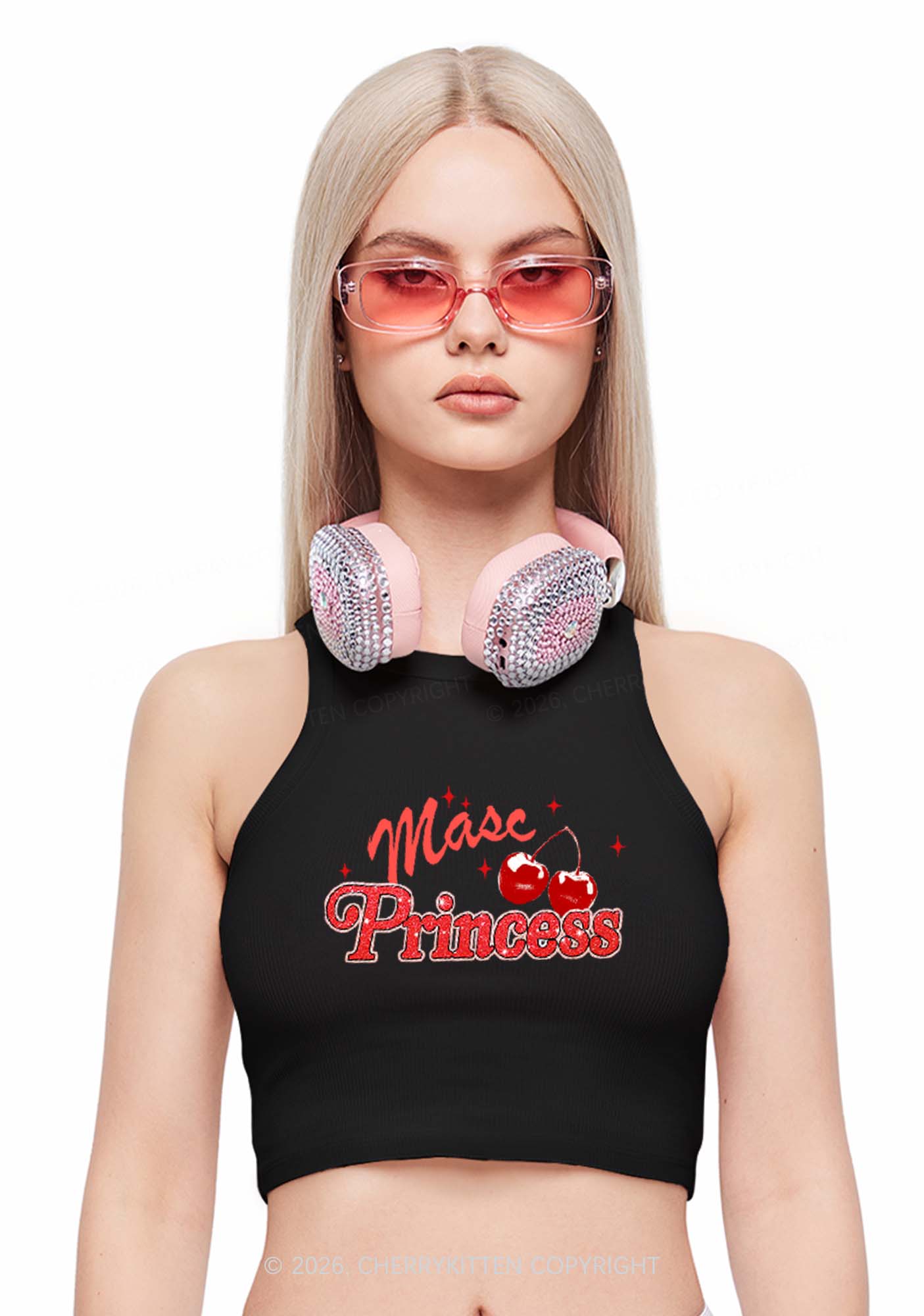 Masc Princess Cherry Pride Y2K Crop Tank Top Cherrykitten