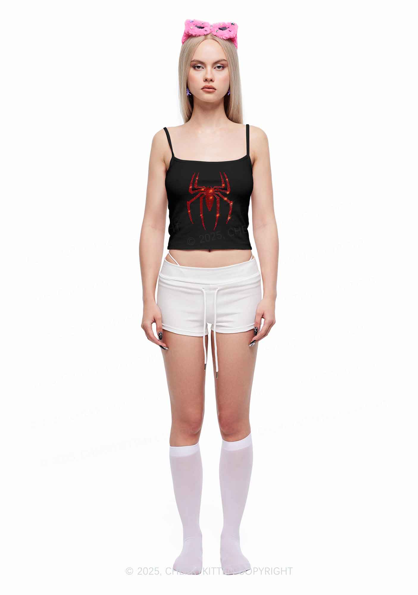 Rhinestone Red Spider Y2K Spaghetti Strap Cami Cherrykitten