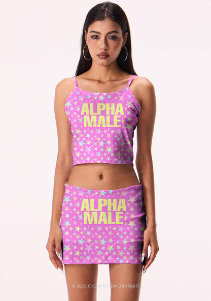 Hot Pink Alpha Male Pride Y2K Print Mini Skirt Cherrykitten