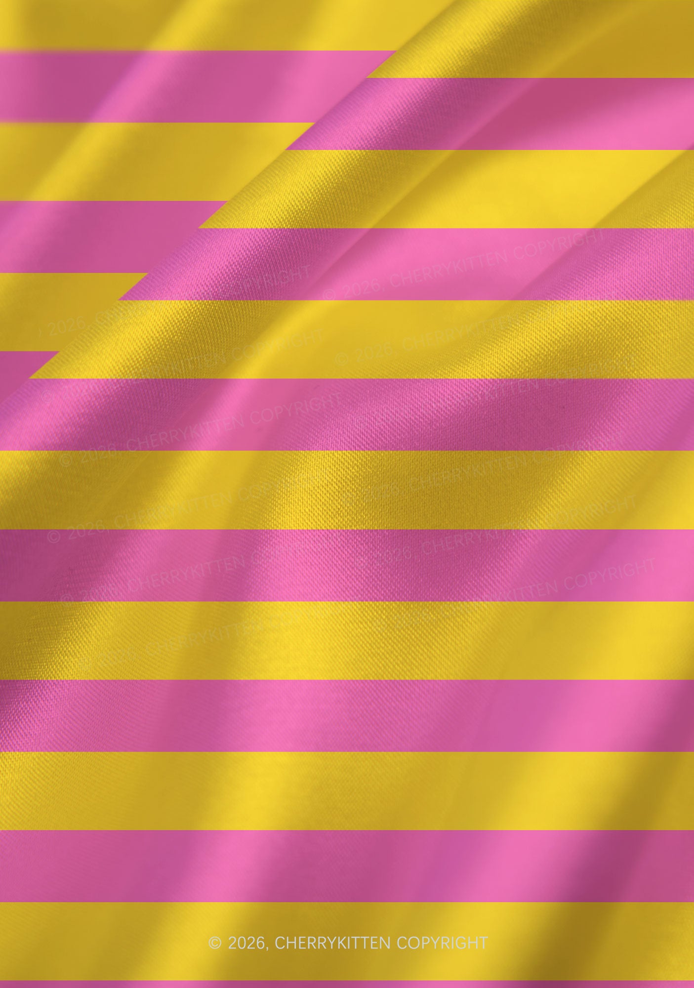 Pink And Yellow Stripes Y2K Print Satin Cowl Neck Slip Dress Cherrykitten