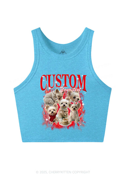 Custom Sparkle Dog Photo Y2K Crop Tank Top Cherrykitten