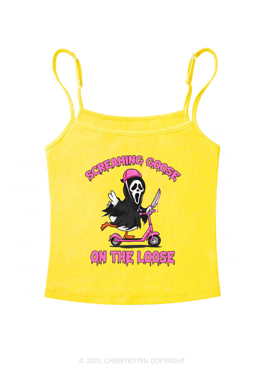 Halloween Screaming Goose On Loose Y2K Spaghetti Strap Cami Cherrykitten