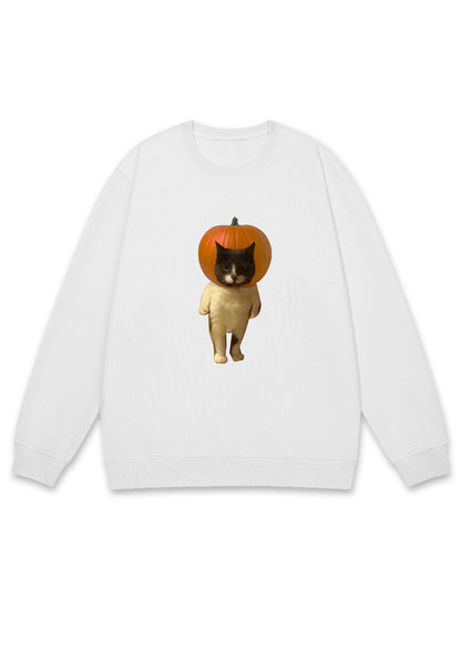 Pumpkin Head Cat Halloween Y2K Sweatshirt Cherrykitten