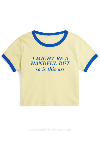 I Might Be Handful Y2K Ringer Tee Cherrykitten