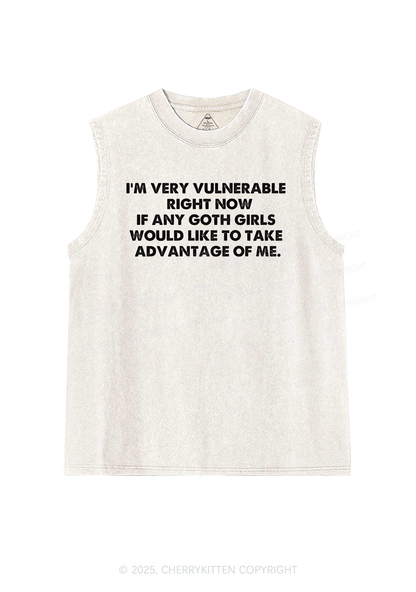 Im Vulnerable Y2K Washed Muscle Tank Cherrykitten