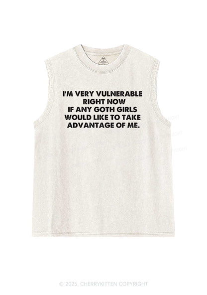 Im Vulnerable Y2K Washed Muscle Tank Cherrykitten