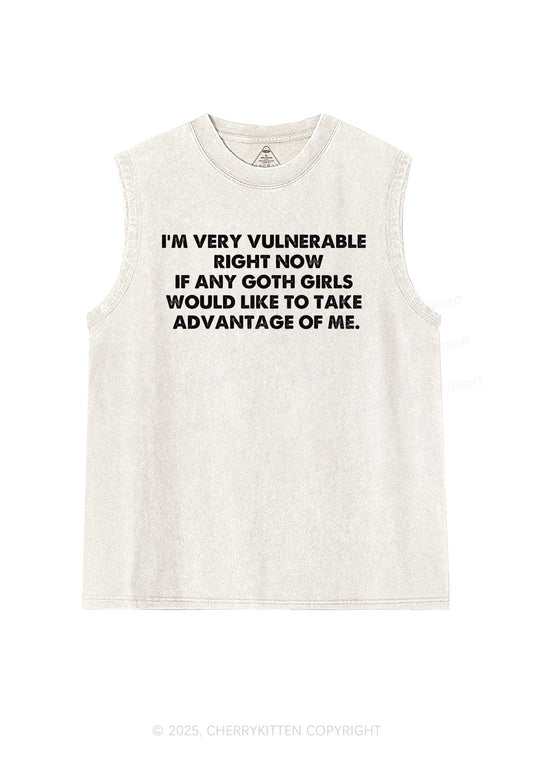 Im Vulnerable Y2K Washed Muscle Tank Cherrykitten