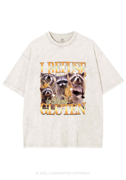 Raccoons Refuse Tolerate Gluten Y2K Shirts Washed Tee Cherrykitten