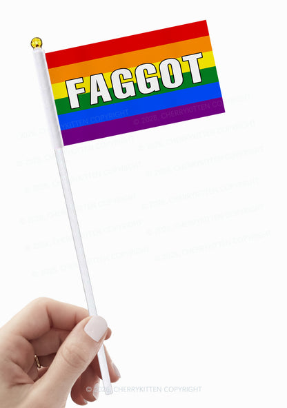Rainbow Stripes Faggot Pride Y2K Hand Flags Cherrykitten
