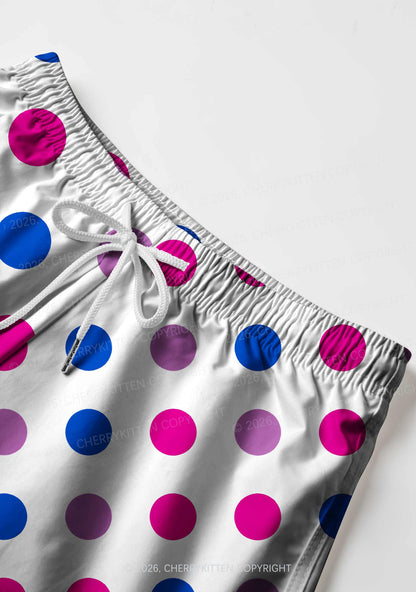 Bisexual Dots On White Pride Y2K Print Men Beach Shorts Cherrykitten