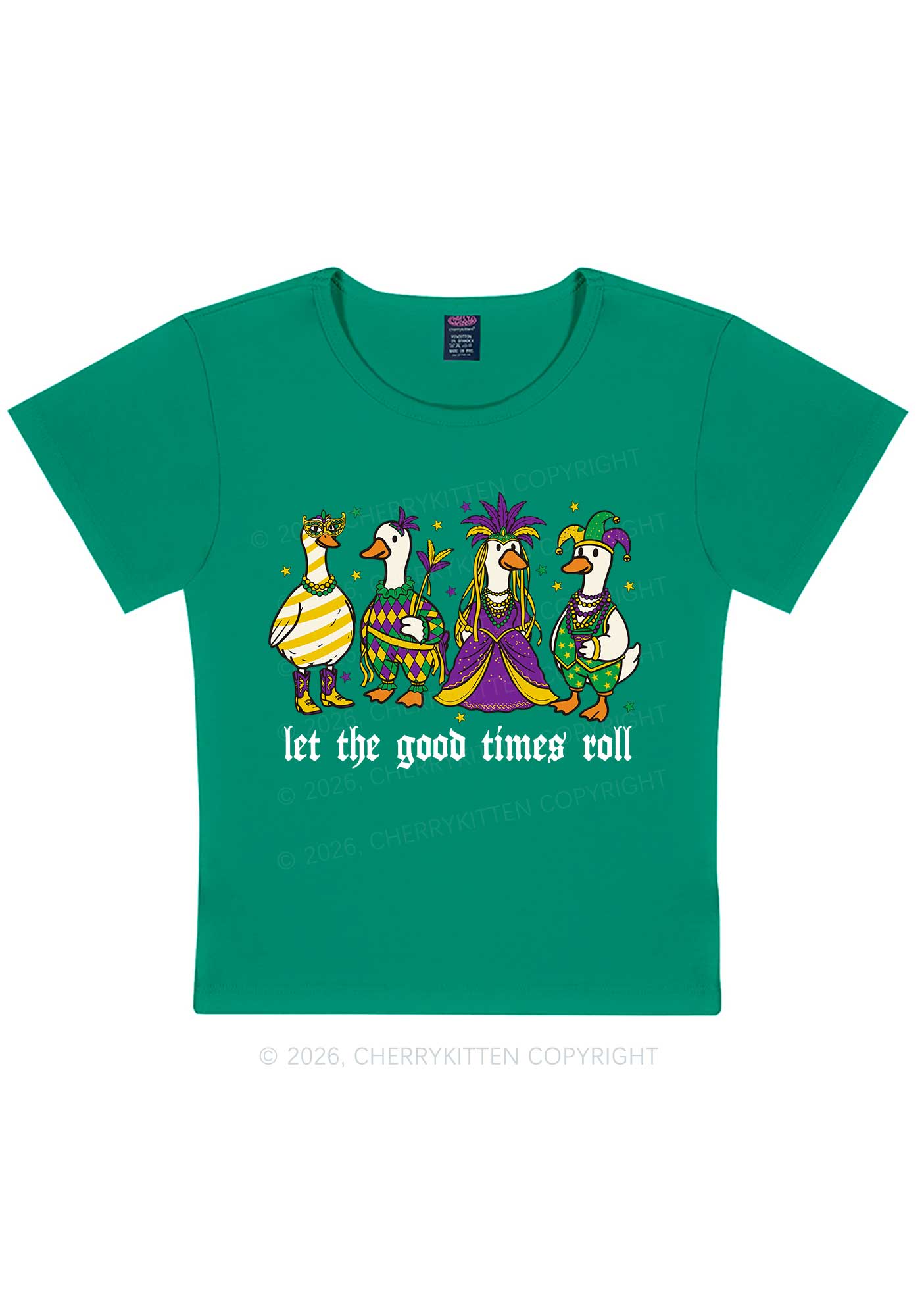 Let The Good Times Roll Y2K Baby Tee Cherrykitten