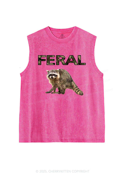 Feral Raccoon Y2K Washed Muscle Tank Cherrykitten