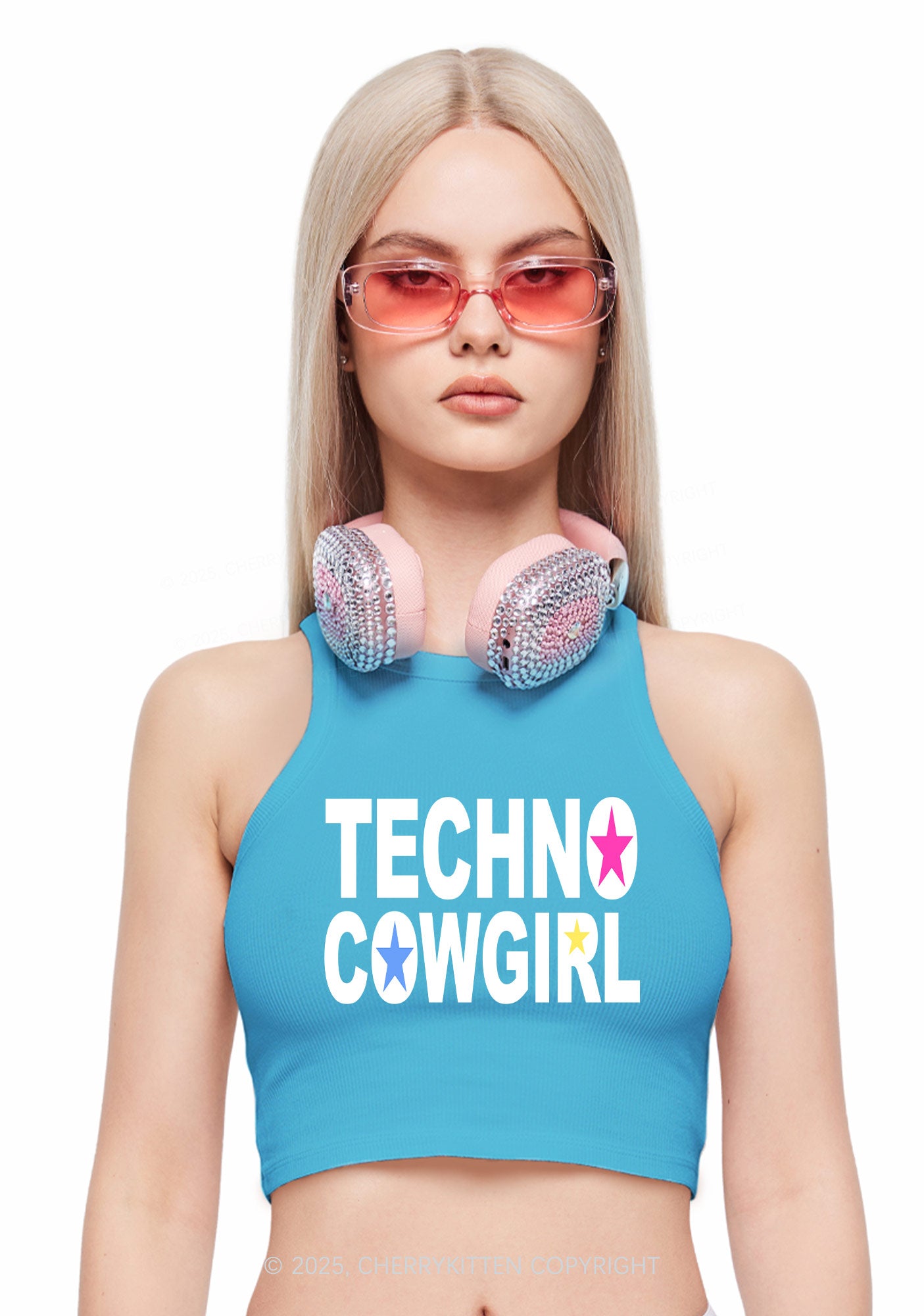 Techno Cowgirl Y2K Crop Tank Top Cherrykitten