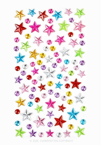 1pc Colored Star Rhinestones Y2K Face Sticker Cherrykitten
