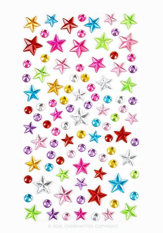 1pc Colored Star Rhinestones Y2K Face Sticker Cherrykitten