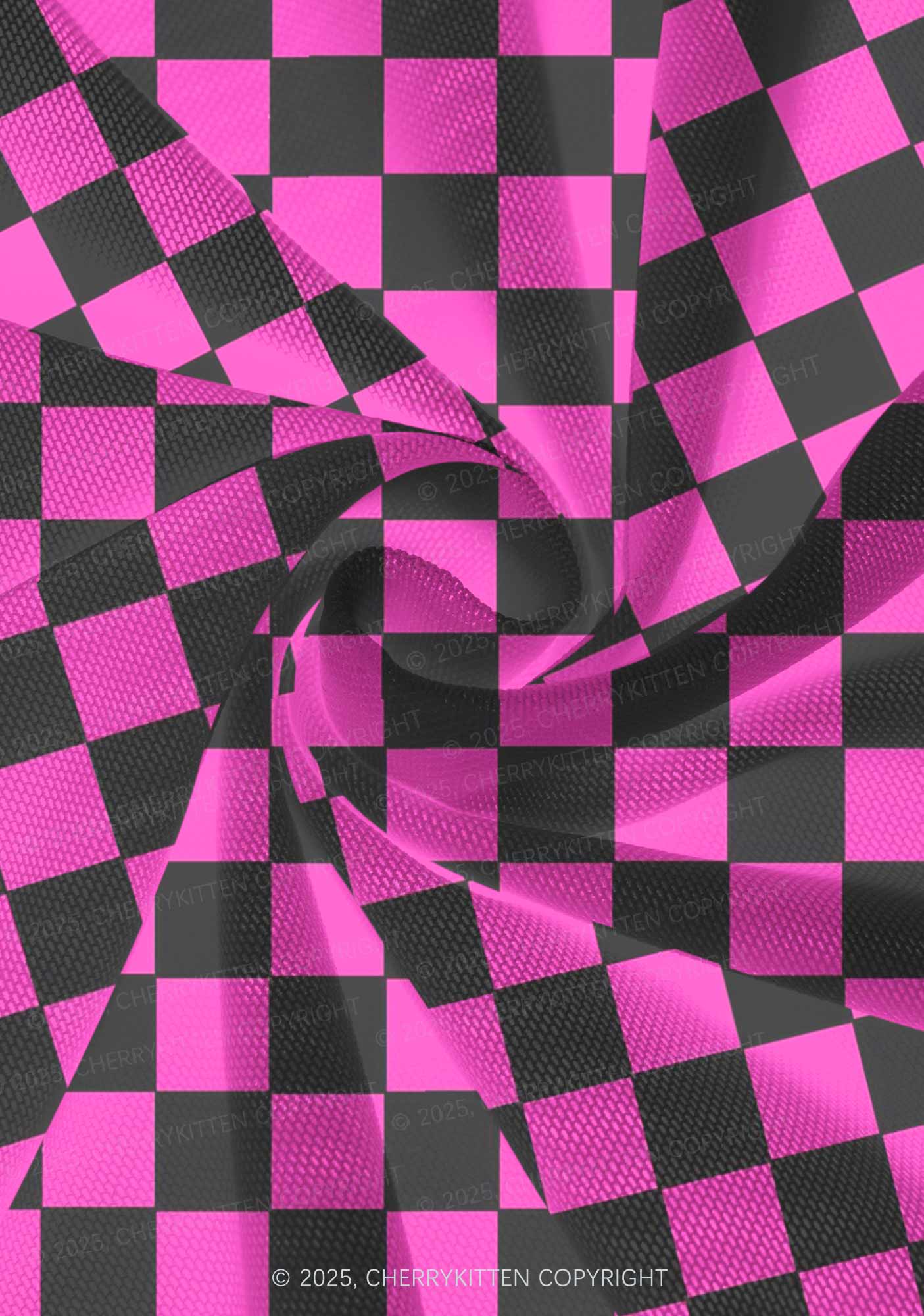 Black And Pink Check Valentine's Day Y2K Print Mini Layered Skirt Cherrykitten