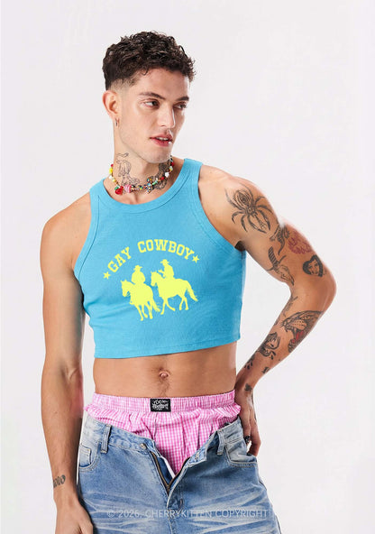 Gay Cowboy Pride Y2K Crop Tank Top Cherrykitten