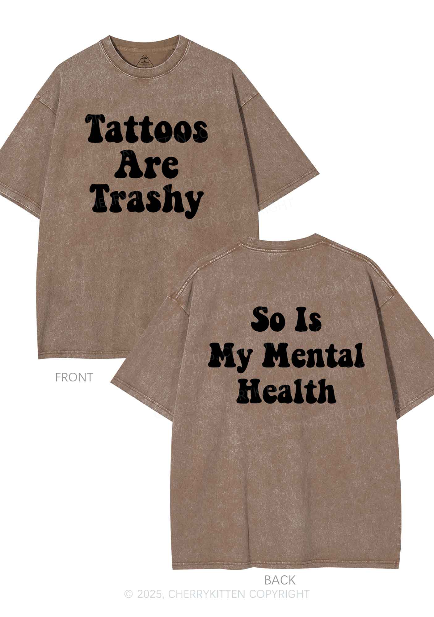 Tattoos Trashy Two Sides Y2K Shirts Washed Tee Cherrykitten