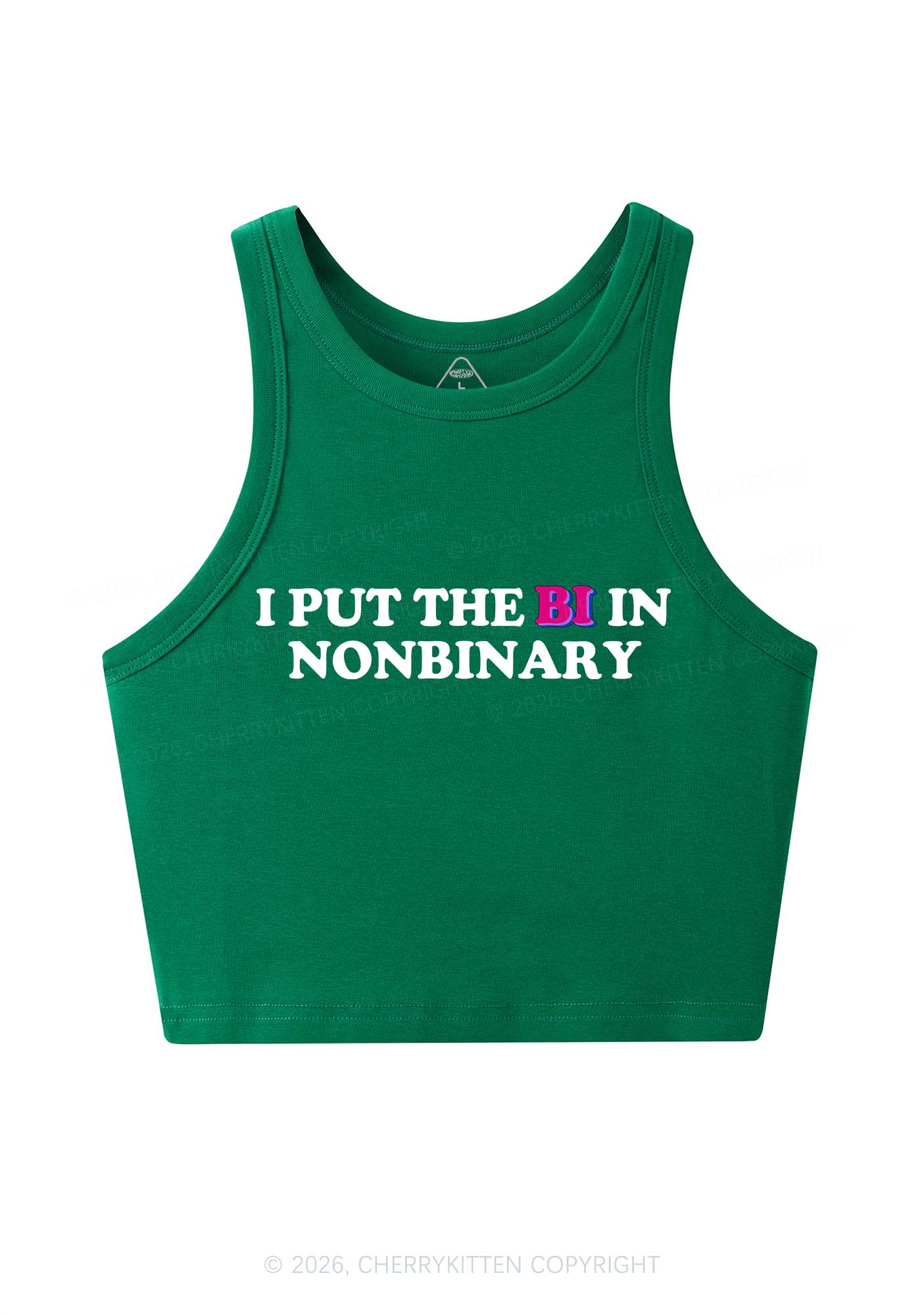 I Put The Bi In Nonbinary Pride Y2K Crop Tank Top Cherrykitten