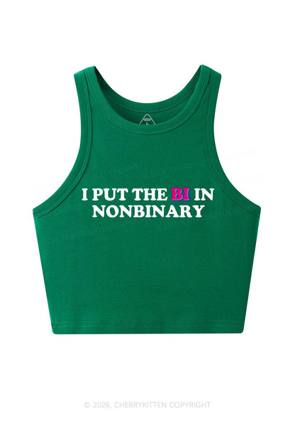 I Put The Bi In Nonbinary Pride Y2K Crop Tank Top Cherrykitten