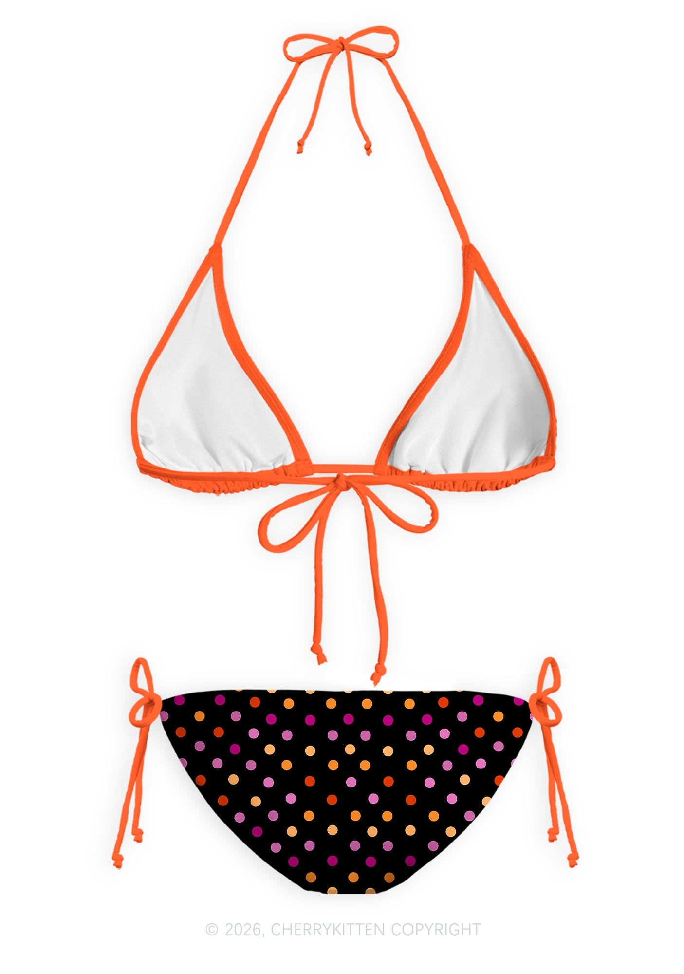 Lesbian Dots Pride Y2K Print Bikini Set Cherrykitten