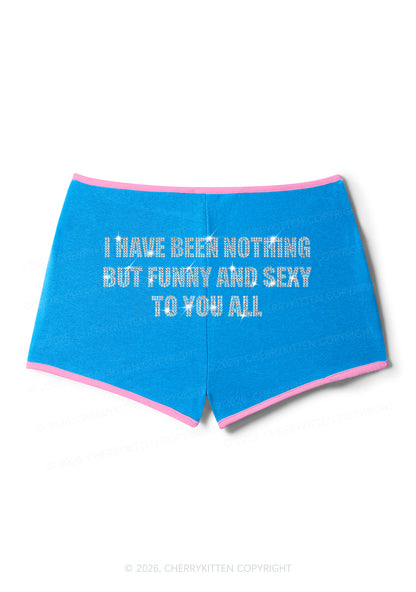 Rhinestone I Have Been Funny Y2K Booty Shorts Cherrykitten