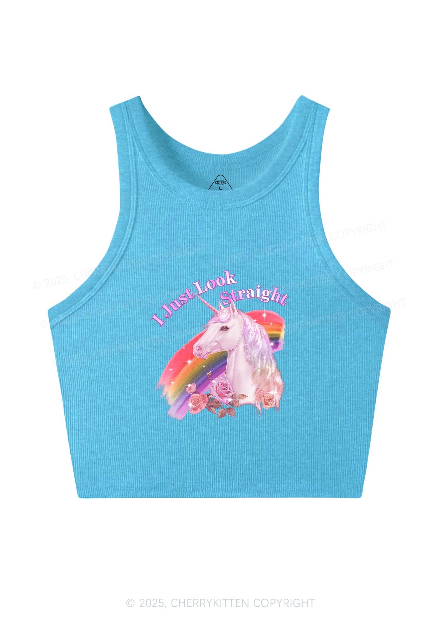 Look Straight Unicorn Pride Y2K Crop Tank Top Cherrykitten