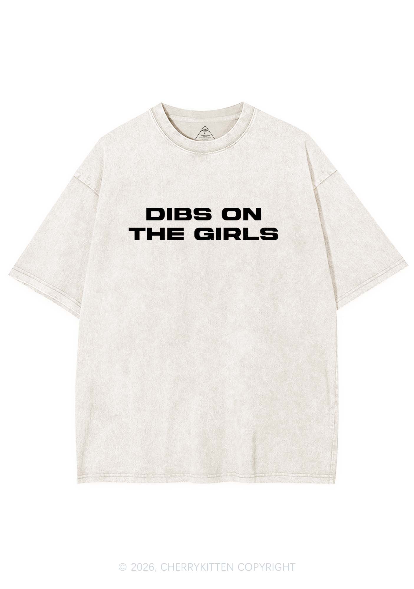 Dibs On The Girls Pride Y2K Shirts Washed Tee Cherrykitten