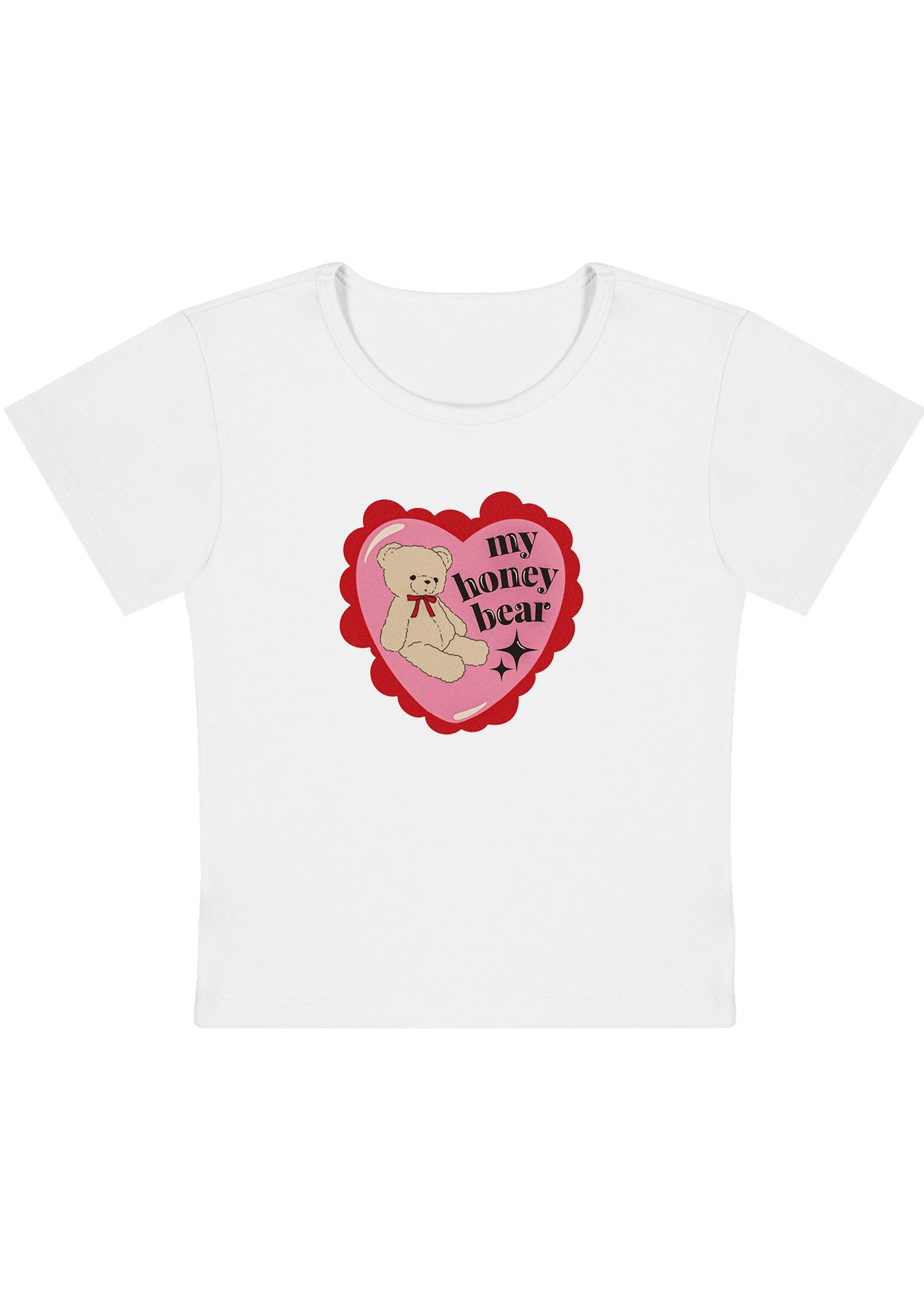Curvy My Honey Bear Red Heart Baby Tee