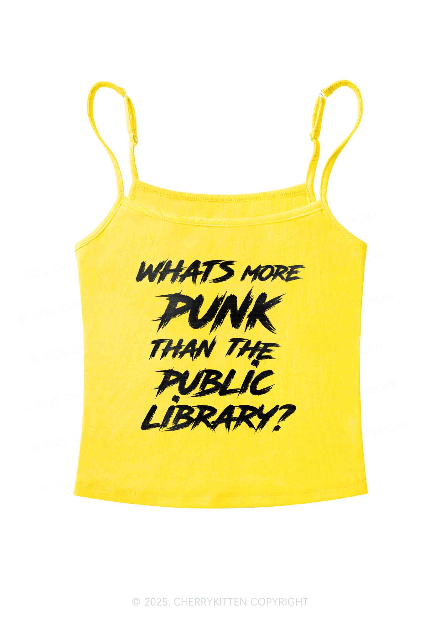 Punk Than Public Library Y2K Spaghetti Strap Cami Cherrykitten