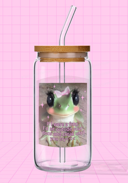 If I Were Frog Y2K Printed Glass Cup Cherrykitten