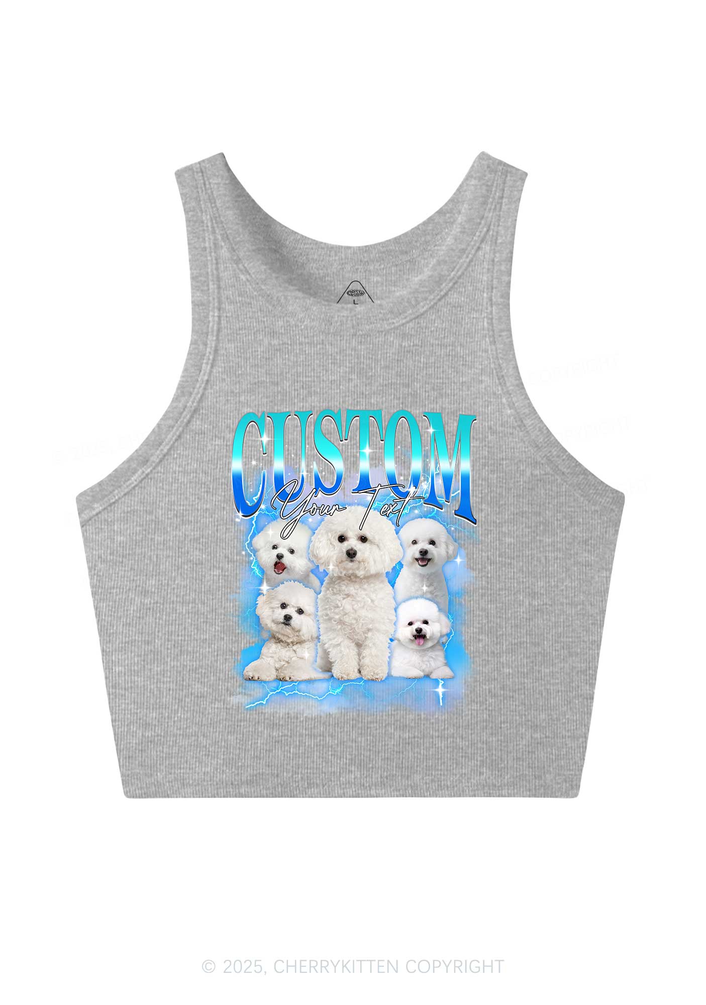 Custom Neon Lightning Cat Photo Y2K Crop Tank Top Cherrykitten