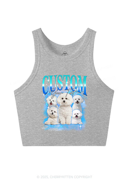 Custom Neon Lightning Cat Photo Y2K Crop Tank Top Cherrykitten