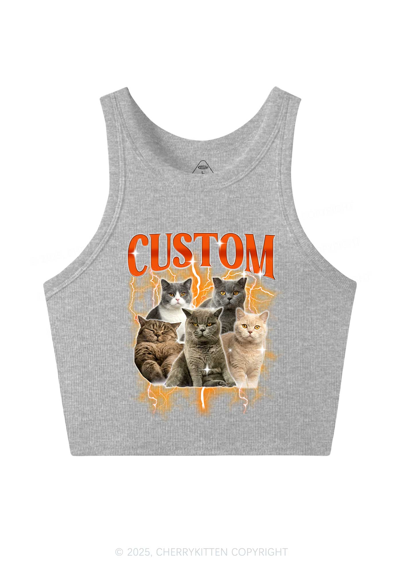Custom Collage Pet Photo Y2K Crop Tank Top Cherrykitten