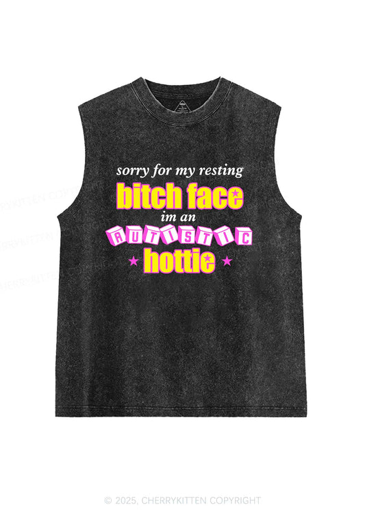 Autistic Hottie Y2K Washed Muscle Tank Cherrykitten