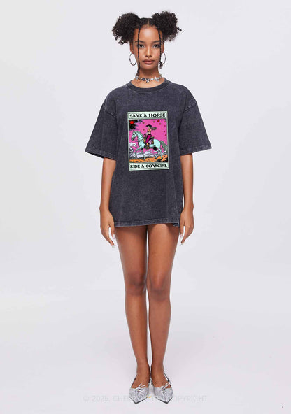 Save Horse Ride Cowgirl Pride Y2K Shirts Washed Tee Cherrykitten